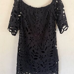 Pretty Garden Elegant Black Lace‎ Mini Dress size Large